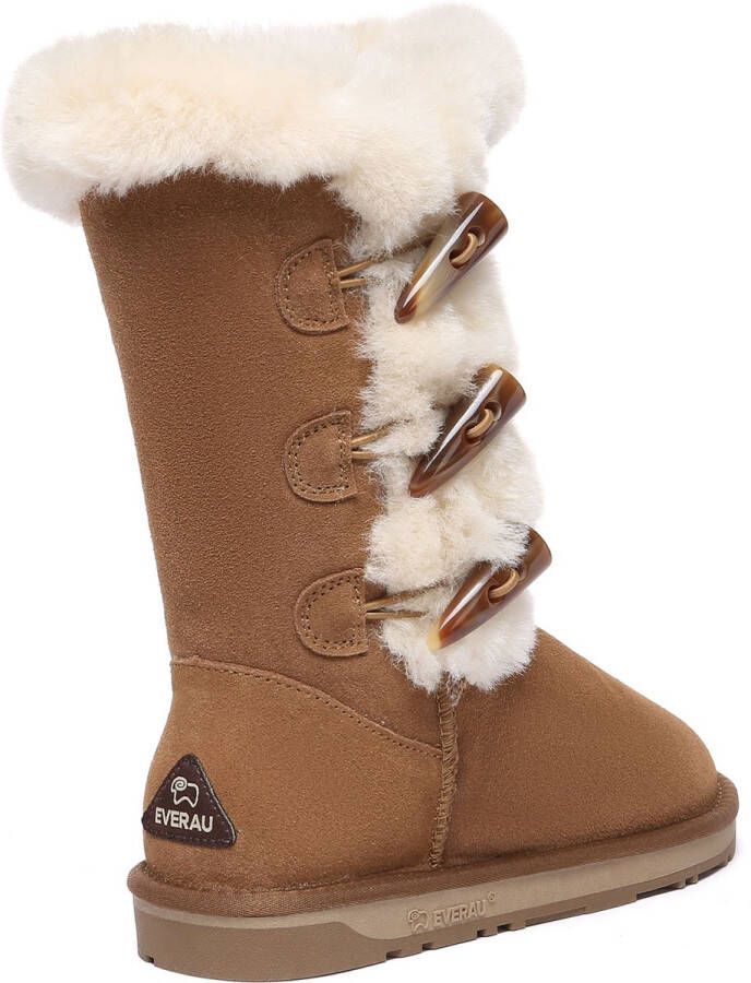 EVERAU Australia Dames hoge laarzen met hoorn knopen Ashy