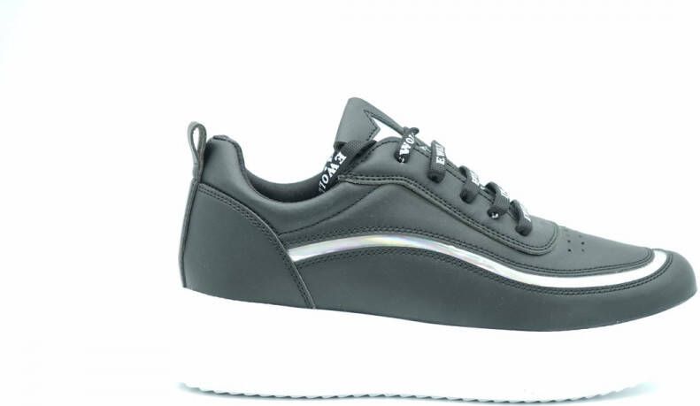 Ewoll Dames Sneaker met hoge zool zwart zilver - Schoenen.nl