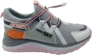 Ewoll Sneaker grijs roze Vrouwen Lage grijze sneaker met roze zool Dames