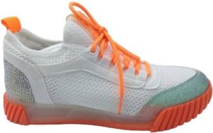 Ewoll Sneaker wit oranje Vrouwen Lage witte sneaker met glitters Dames
