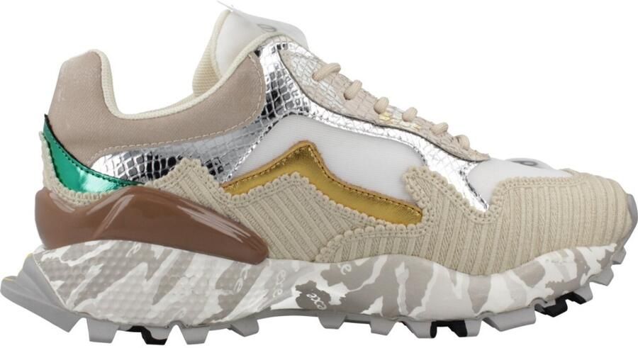 Exé Shoes Lage Sneakers EXÉ Sneakers 134-28 Beige Silver Lea Fab