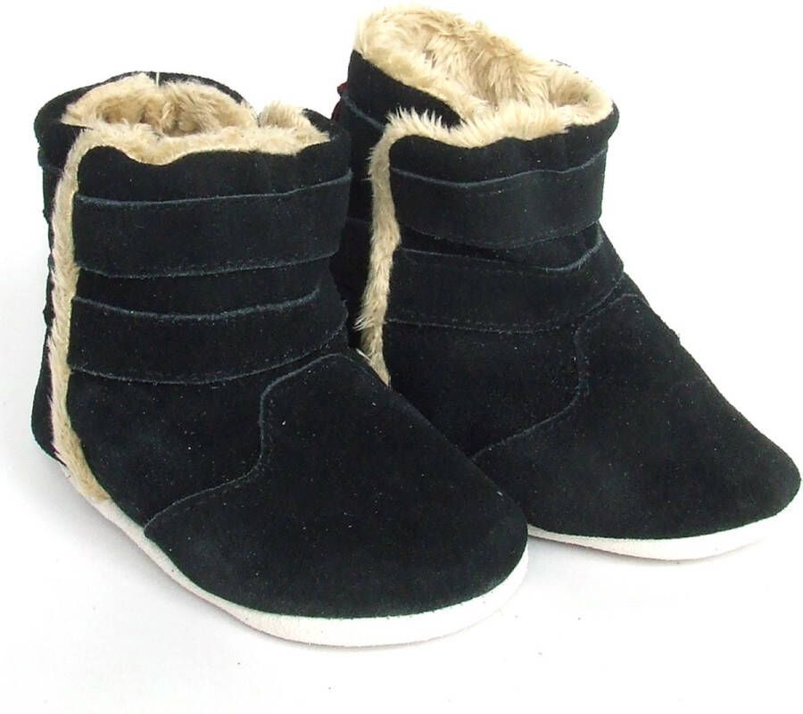 Aapie leren babyslofjes Winterboot Calgary laarsjes gevoerd antislip zwart