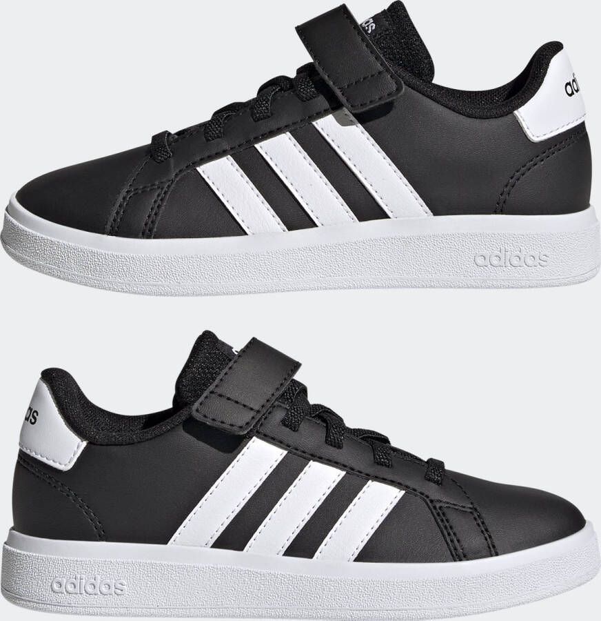 adidas Sportswear Grand Court Schoenen met Elastische Veters en Klittenband Kinderen Zwart