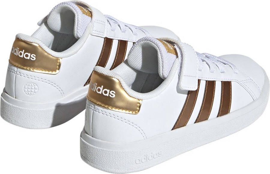 adidas Sportswear Grand Court Sustainable Lifestyle Court Schoenen met Elastische Veters en Klittenband Kinderen Wit