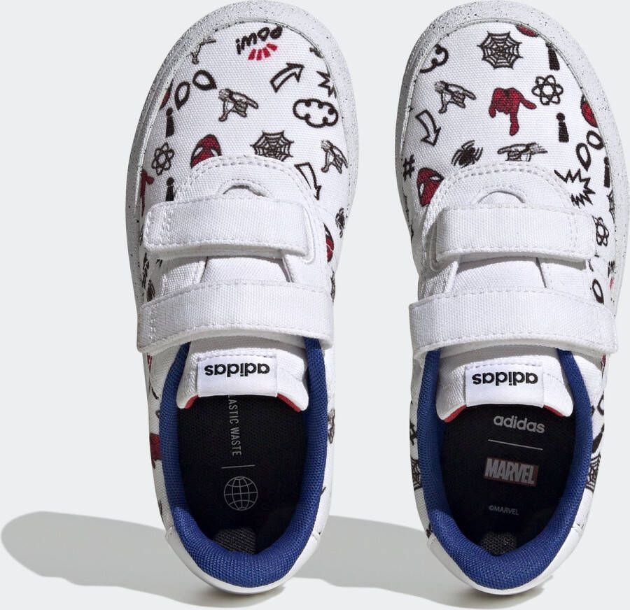 adidas Sportswear x Marvel VULCRAID3R Spider-Man Schoenen met Klittenband Kinderen Wit