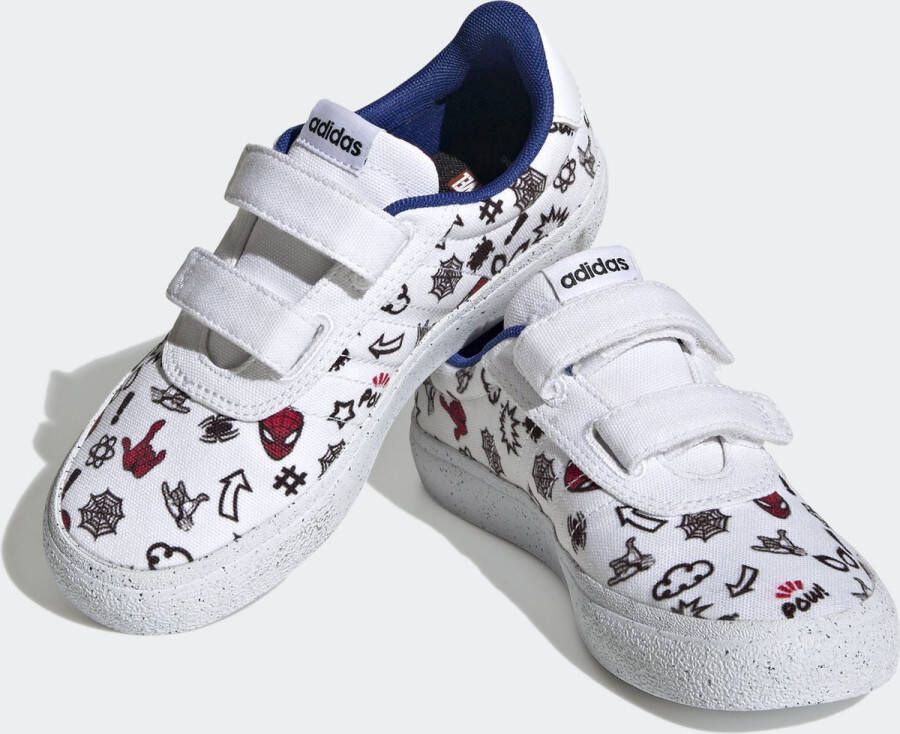adidas Sportswear x Marvel VULCRAID3R Spider-Man Schoenen met Klittenband Kinderen Wit