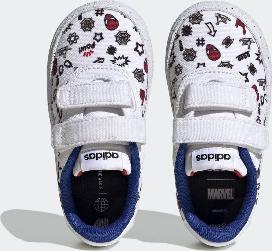 adidas Sportswear x Marvel VULCRAID3R Spider-Man Schoenen met Klittenband Kinderen Wit