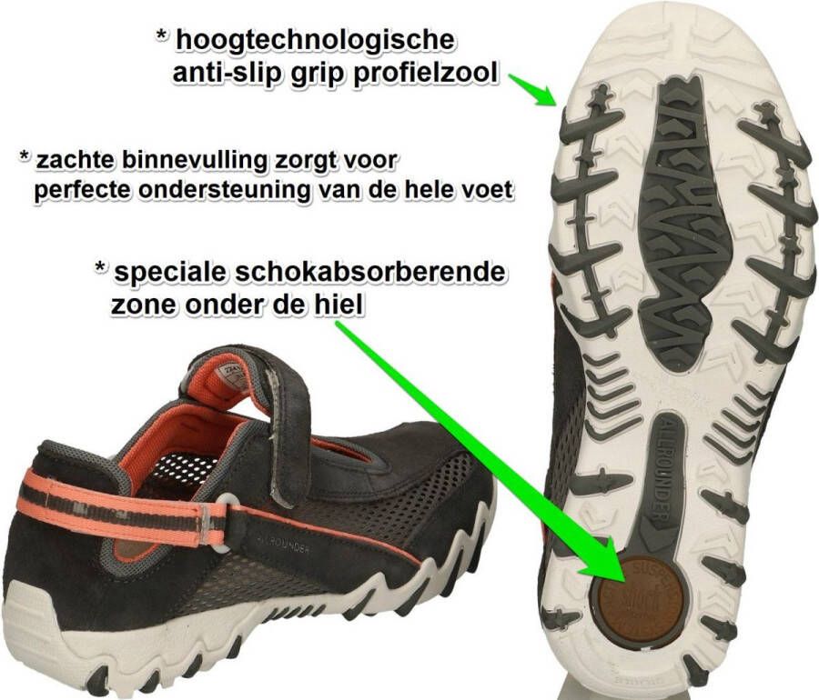 Allrounder -Dames grijs donker wandelschoenen