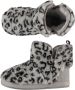 Apollo Dames hoge pantoffels sloffen luipaard print grijs - Thumbnail 2