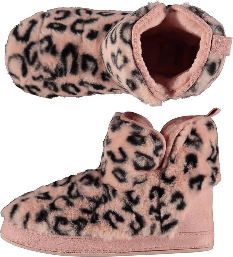 Apollo Dames hoge pantoffels sloffen luipaard print roze