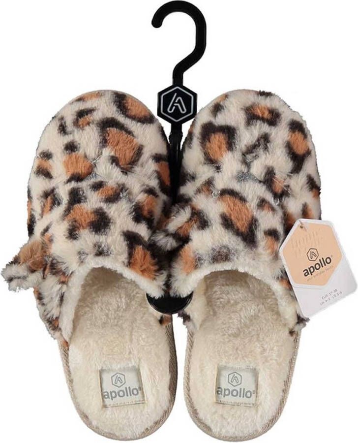 Apollo Instap pantoffels dames Creme Dierenprint Pantoffels dames Sloffen dames Pantoffels dames