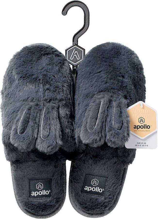 Apollo Instap pantoffels dames Donker Grijs Bunny Pantoffels dames Sloffen dames Pantoffels dames