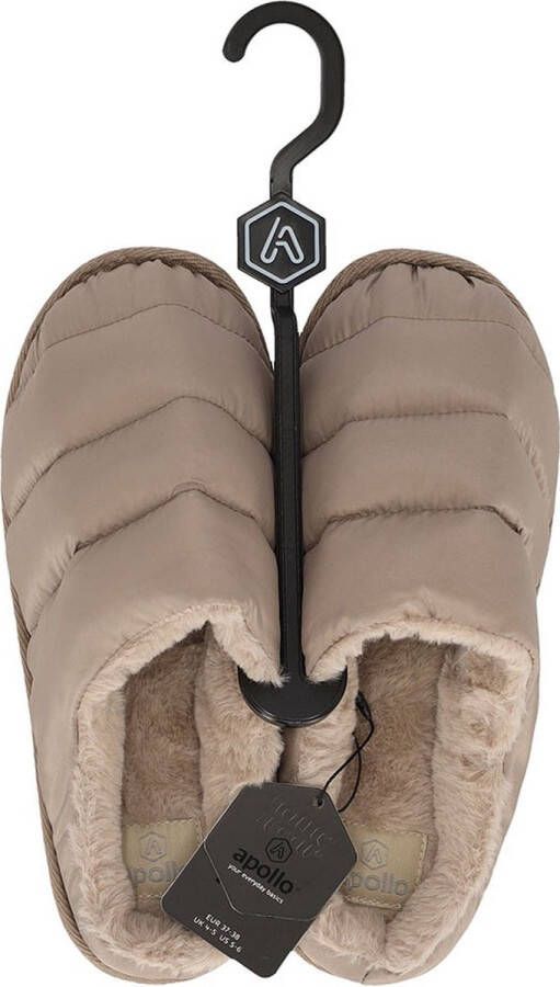 Apollo Instap Pantoffels Dames Gewatteerd Taupe Pantoffels dames