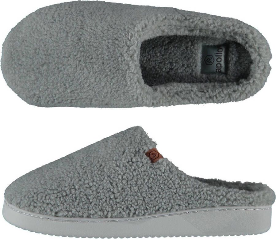 Apollo Instap Pantoffels Heren Teddy Wol Grijs