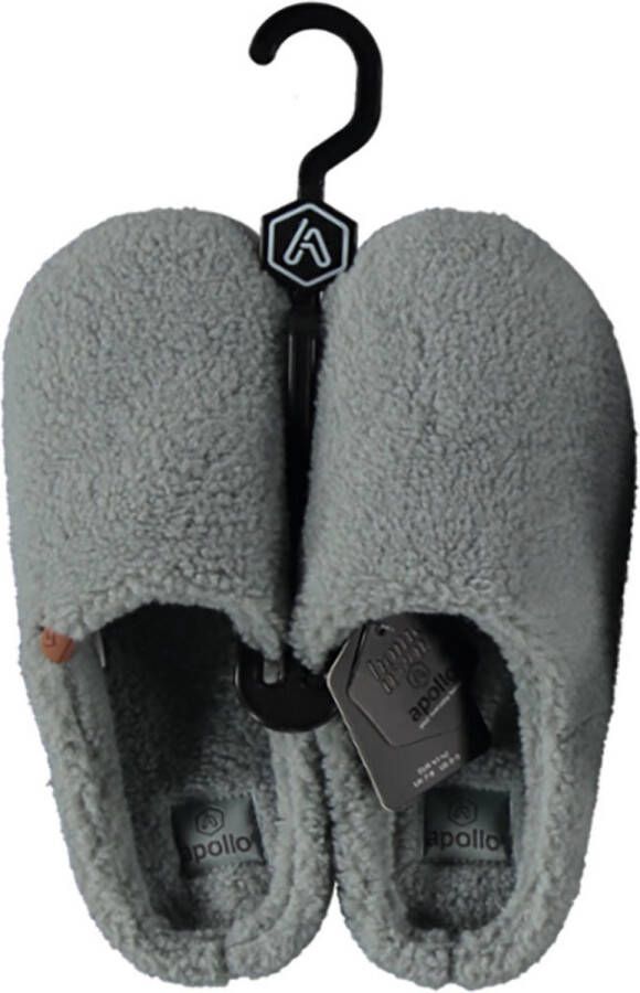 Apollo Instap Pantoffels Heren Teddy Wol Grijs