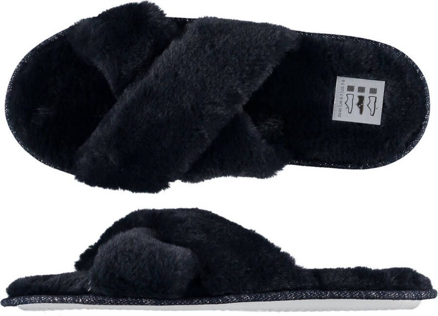 Apollo Pantoffels dames Donker Blauw Pantoffel Slipper Cross|Over Pantoffels dames Sloffen dames Pantoffels dames