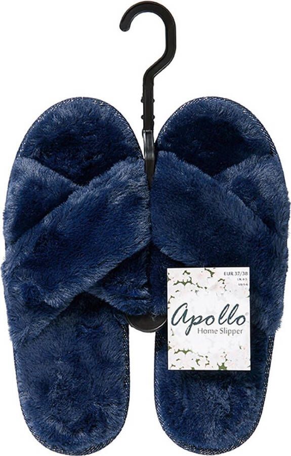 Apollo Pantoffels dames Donker Blauw Pantoffel Slipper Cross|Over Pantoffels dames Sloffen dames Pantoffels dames