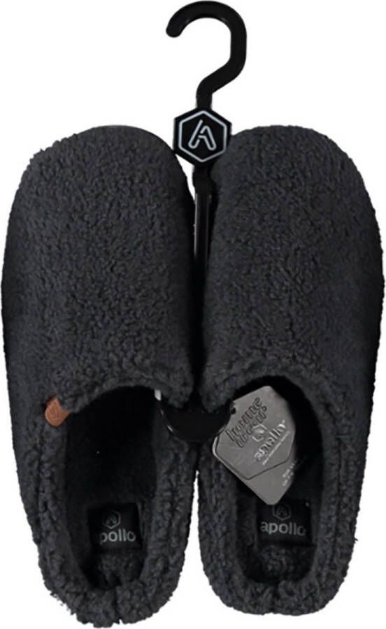 Apollo Pantoffels heren Antraciet Teddy Wol Sloffen heren Pantoffels heren