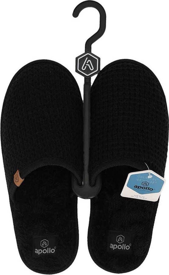 Apollo Pantoffels heren Zwart Gebreide pantoffels Sloffen heren Pantoffels heren