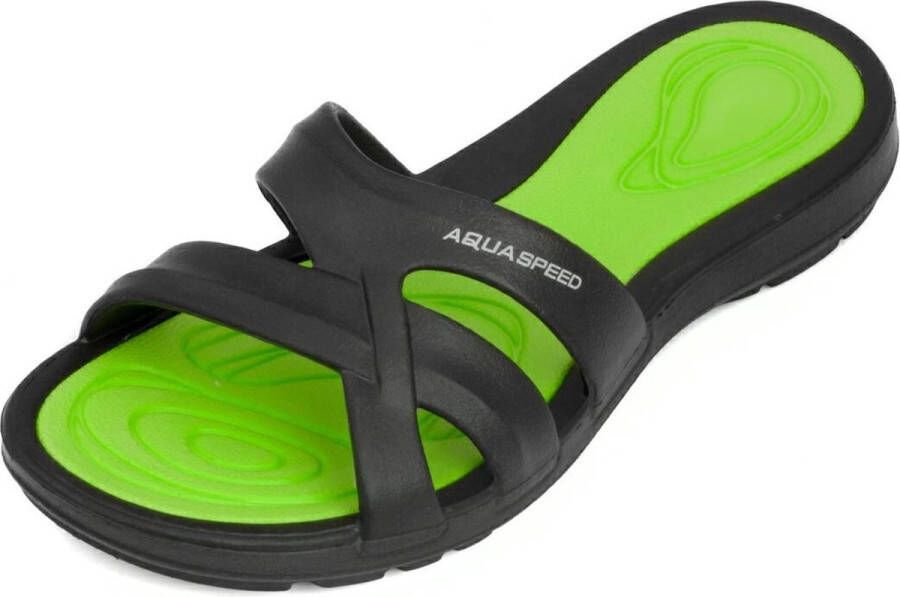 Aqua Speed Panama Badslippers Dames Zwart Lime Groen