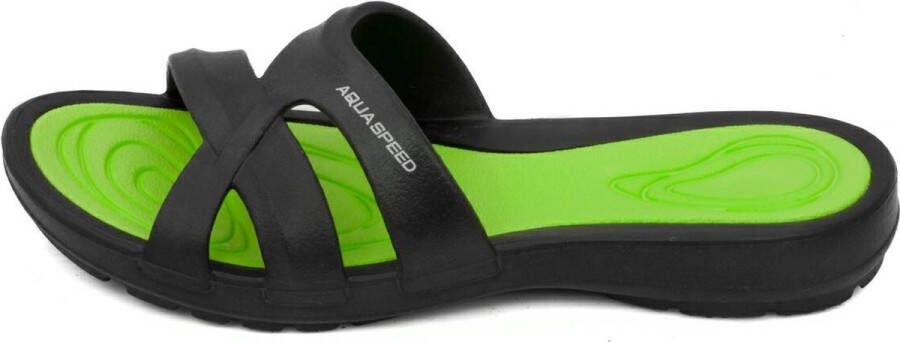 Aqua Speed Panama Badslippers Dames Zwart Lime Groen