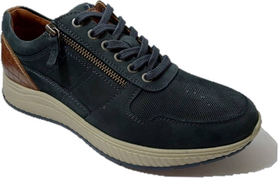 Australian Heren Sneakers Huricane Leather Blue Tan Donkerblauw