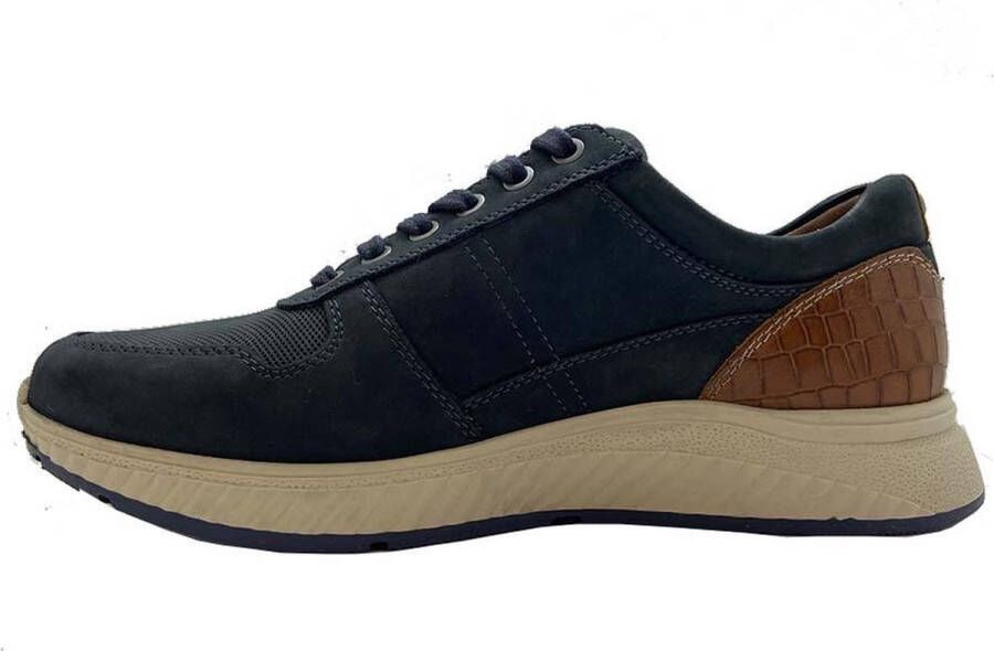 Australian Heren Sneakers Huricane Leather Blue Tan Donkerblauw