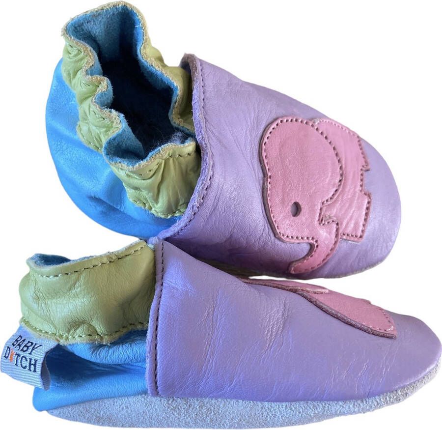 Baby Dutch Pastelkleurige leren babyslofjes van Olifant maat S (