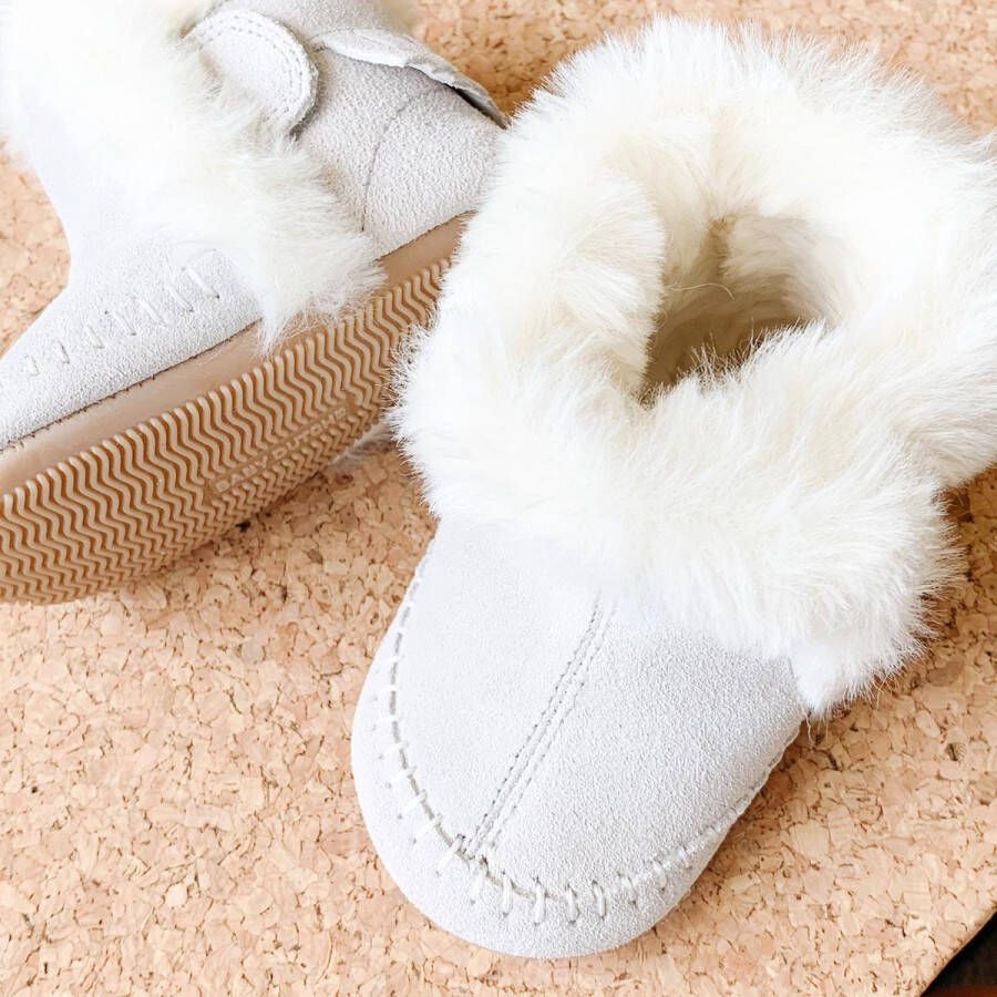 Baby Dutch Winterschoen Baby Hoge Bootie Grijs Boot Bont Suede Klittenbandsluiting