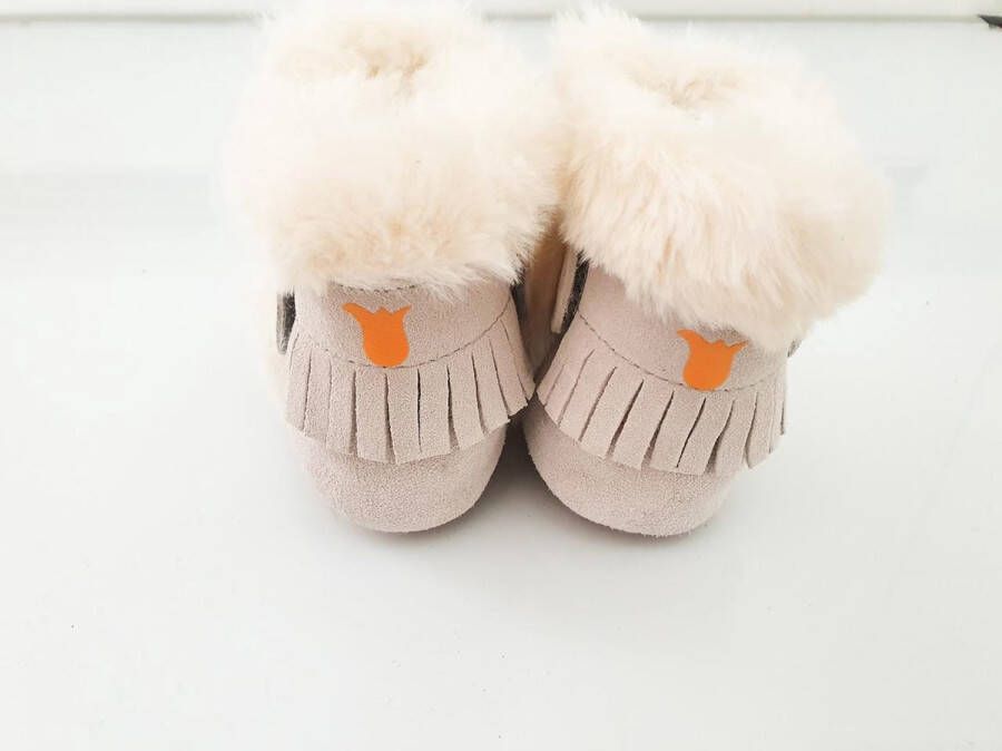 Baby Dutch Winterschoen Baby Hoge Bootie Grijs Boot Bont Suede Klittenbandsluiting