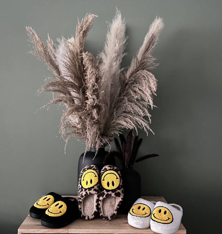 Badrock Smiley sloffen panter unisex pantoffels Smiley slippers tijger sloffen zachte pantoffels gekke sloffen dames & heren panter cadeau
