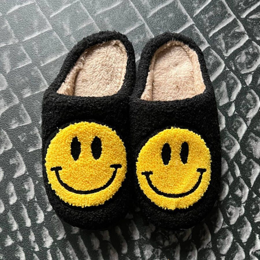 Badrock Smiley sloffen panter unisex pantoffels Smiley slippers tijger sloffen zachte pantoffels gekke sloffen dames & heren panter cadeau