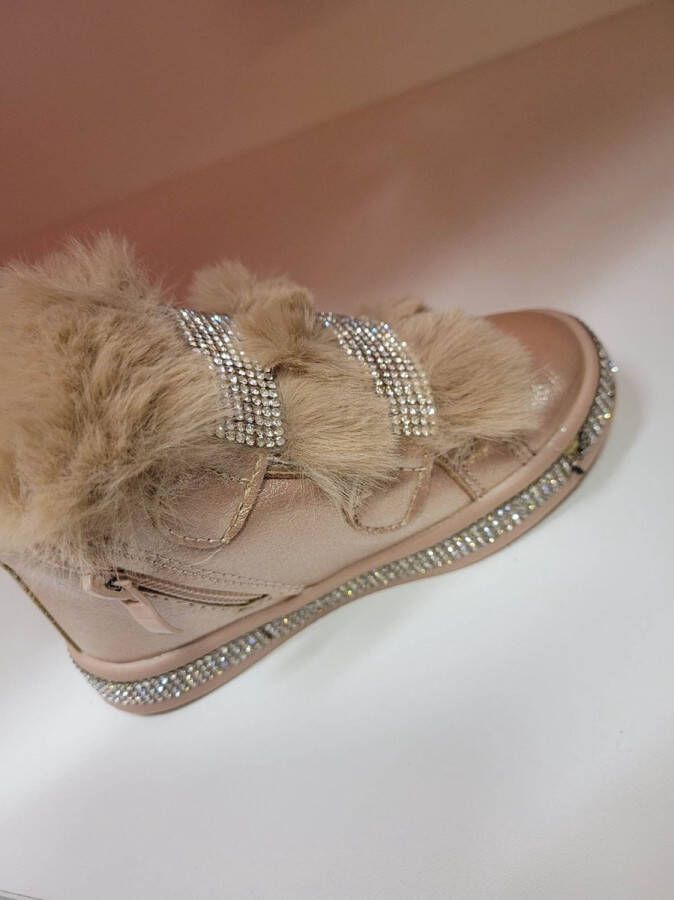 BELLISSIMOSTYLE BEELDIGE KINDERLAARSJES ROZE MET BLINGBLING EN WOL )