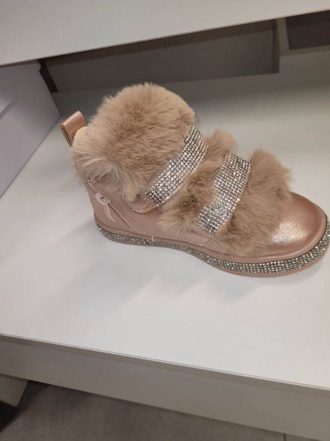 BELLISSIMOSTYLE BEELDIGE KINDERLAARSJES ROZE MET BLINGBLING EN WOL )