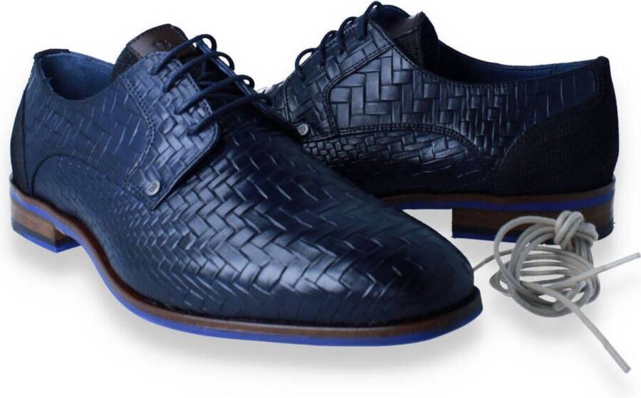 Berkelmans Heren Veterschoen Oulton Navy Braided BLAUW