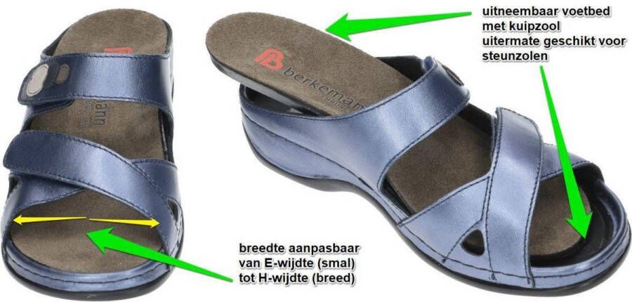 Berkemann -Dames blauw slippers & muiltjes