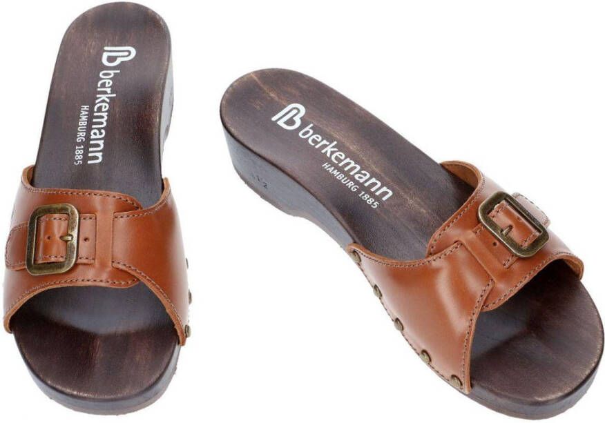 Berkemann -Dames cogna caramel slippers & muiltjes