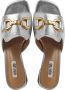 BiBi Lou Slippers Dames Sandalen Instappers Damesschoenen Leer Blokhak 864Z00 Zilver - Thumbnail 5