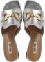 BiBi Lou Slippers Dames Sandalen Instappers Damesschoenen Leer Blokhak 864Z00 Zilver - Thumbnail 5