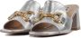 BiBi Lou Slippers Dames Sandalen Instappers Damesschoenen Leer Blokhak 864Z00 Zilver - Thumbnail 7