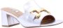 BiBi Lou Slippers Dames Sandalen Instappers Damesschoenen Leer Blokhak 864Z00 Zilver - Thumbnail 8