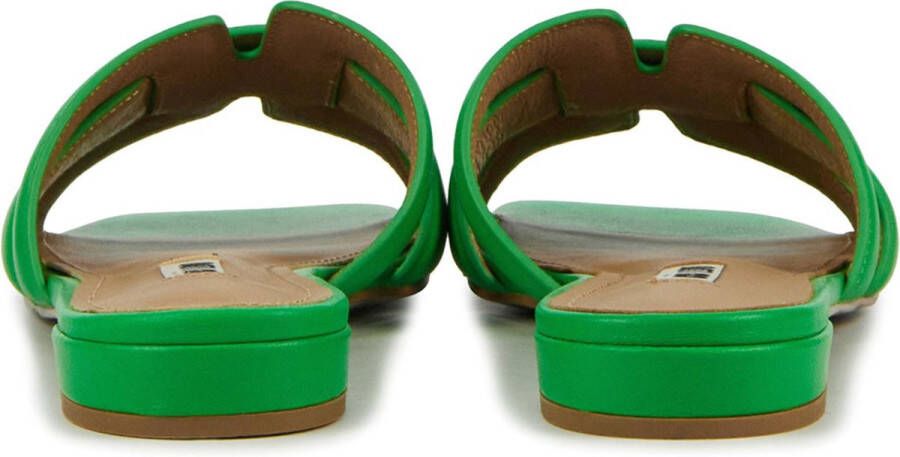 BiBi Lou Slippers Dames Sandalen Instappers Damesschoenen Leer Blokhak 760Z10VK Groen