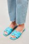 BiBi Lou Slippers Dames Sandalen Instappers Damesschoenen Leer Blokhak 760Z10VK Blauw - Thumbnail 7