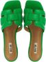 BiBi Lou Slippers Dames Sandalen Instappers Damesschoenen Leer Blokhak 760Z10VK Groen - Thumbnail 8