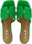 BiBi Lou Slippers Dames Sandalen Instappers Damesschoenen Leer Blokhak 760Z10VK Groen - Thumbnail 4