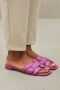 BiBi Lou Slippers Dames Sandalen Instappers Damesschoenen Leer Blokhak 760Z10VK Paars - Thumbnail 12
