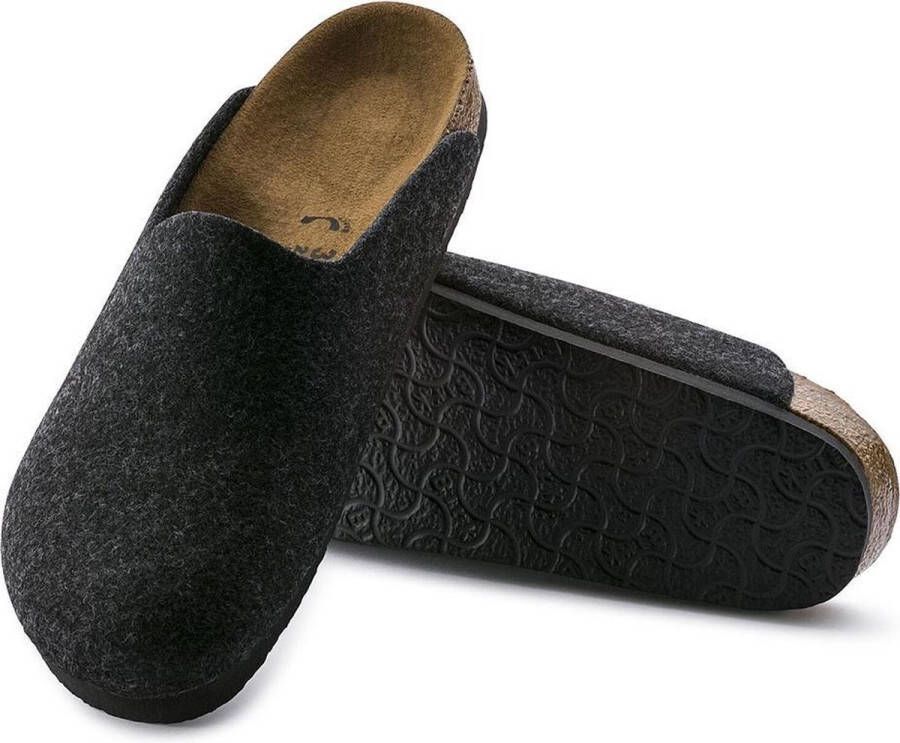 Birkenstock Amsterdam Anthracite narrow VEG Felt Wooly Home Unisex Pantoffels Antraciet