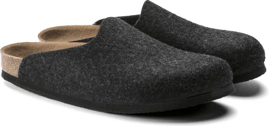 Birkenstock Amsterdam Anthracite narrow VEG Felt Wooly Home Unisex Pantoffels Antraciet