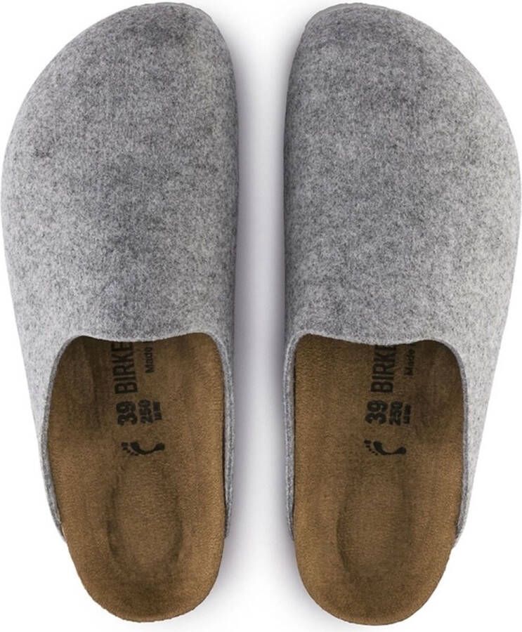 Birkenstock Amsterdam Light Gray narrow VEG Felt Wooly Home Unisex Pantoffels Lichtgrijs