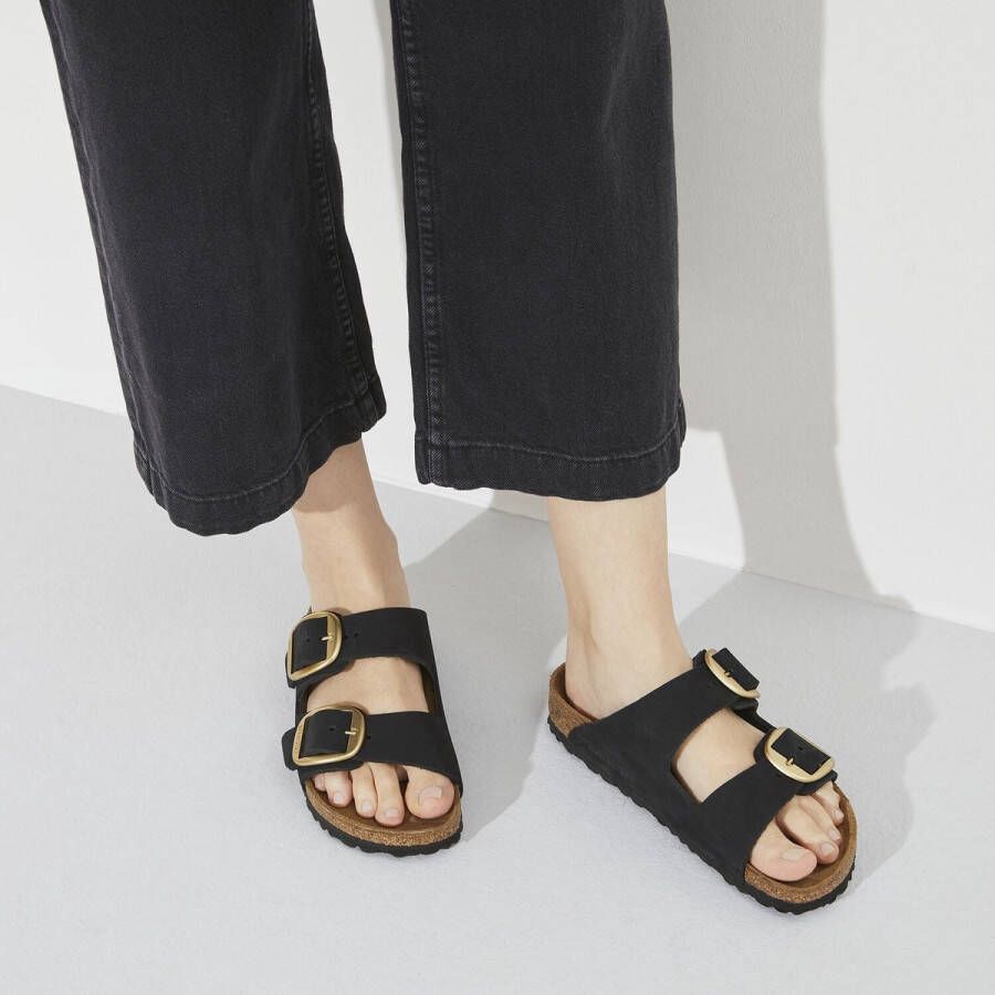 Birkenstock Arizona Dames Slippers Black Narrow-fit Zwart Nubuck